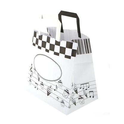 Pz 50 borse con manici in carta bianche con stampa per asporto shopper bag