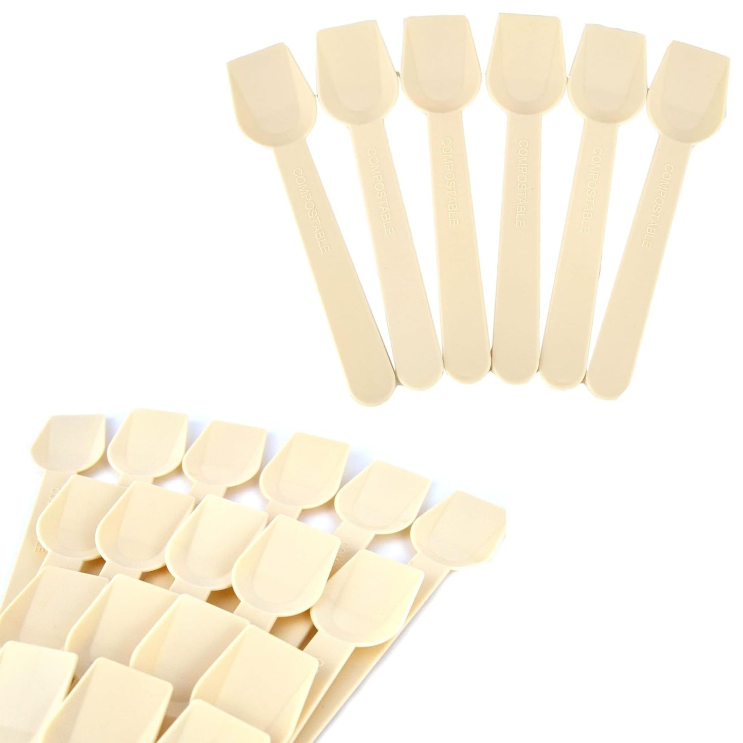 500 cuillères compostables beiges cm 10 cuillères à glace, yaourt et semifreddo