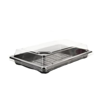 pz 50 vaschetta nera per sushi, sashimi, pesce ideale per l'asporto di circa 16/18 porzioni + coperchio