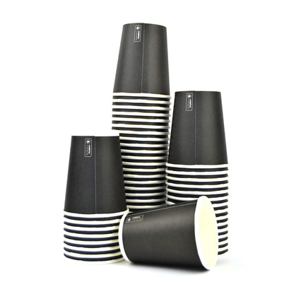 Pz 100 bicchiere 9 oz in carta nera 266 ml per cappuccino, cioccolata calda e tisane