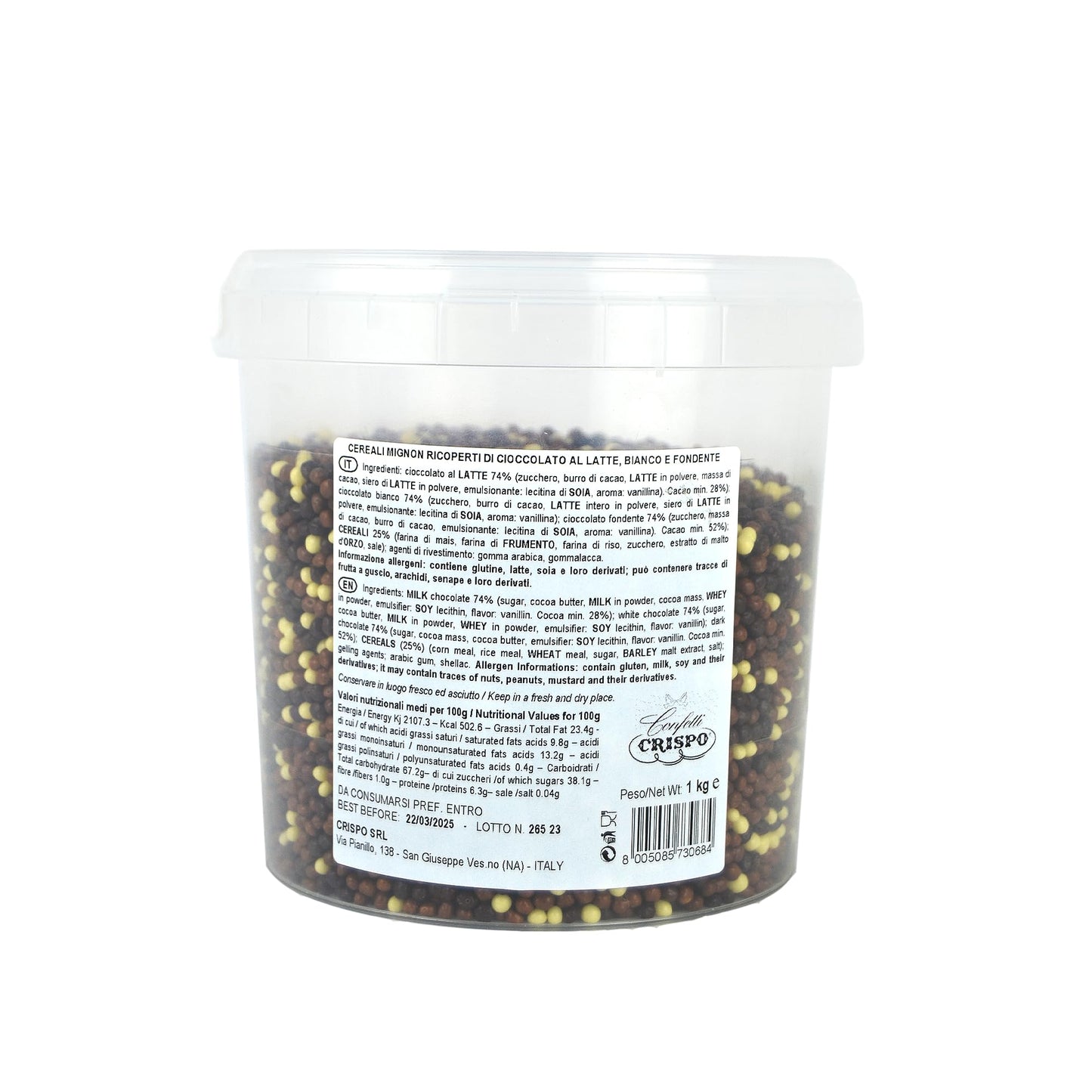 1 kg cereali mignon ricoperti di cioccolato al latte, bianco e fondente