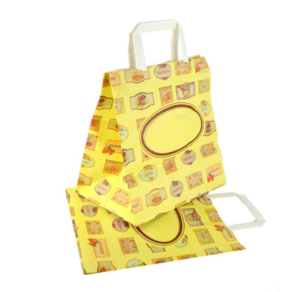 Pz 50 borse con manici in carta decorata per asporto shopper bag