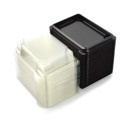 Plateau noir de 25 pièces pour sushi, sashimi, poisson idéal pour emporter d'environ 6/8 portions + couvercle