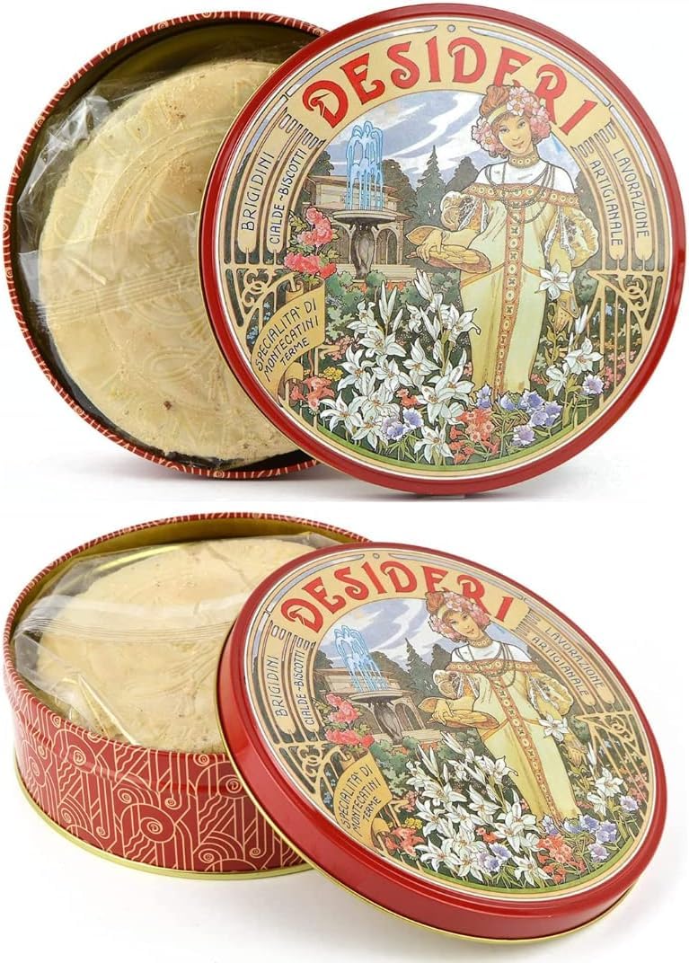 cesto natalizio con mix di cialde montecatini, cantucci, brigidini al cacao e brigidini all'anice per regalo natale, cesto regalo gift