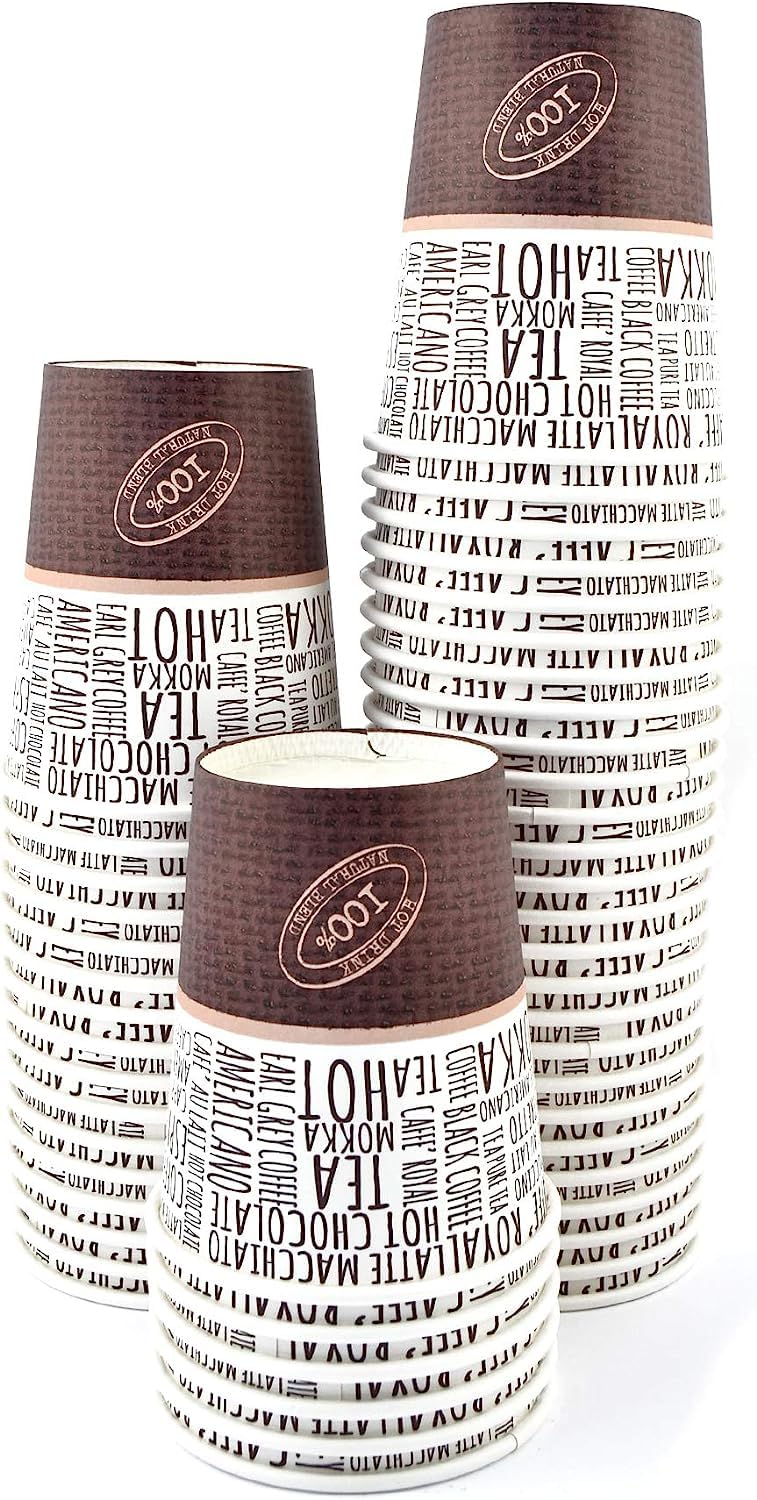 Pz 100 bicchiere 7 oz in carta  200 ml per cappuccino, cioccolata calda