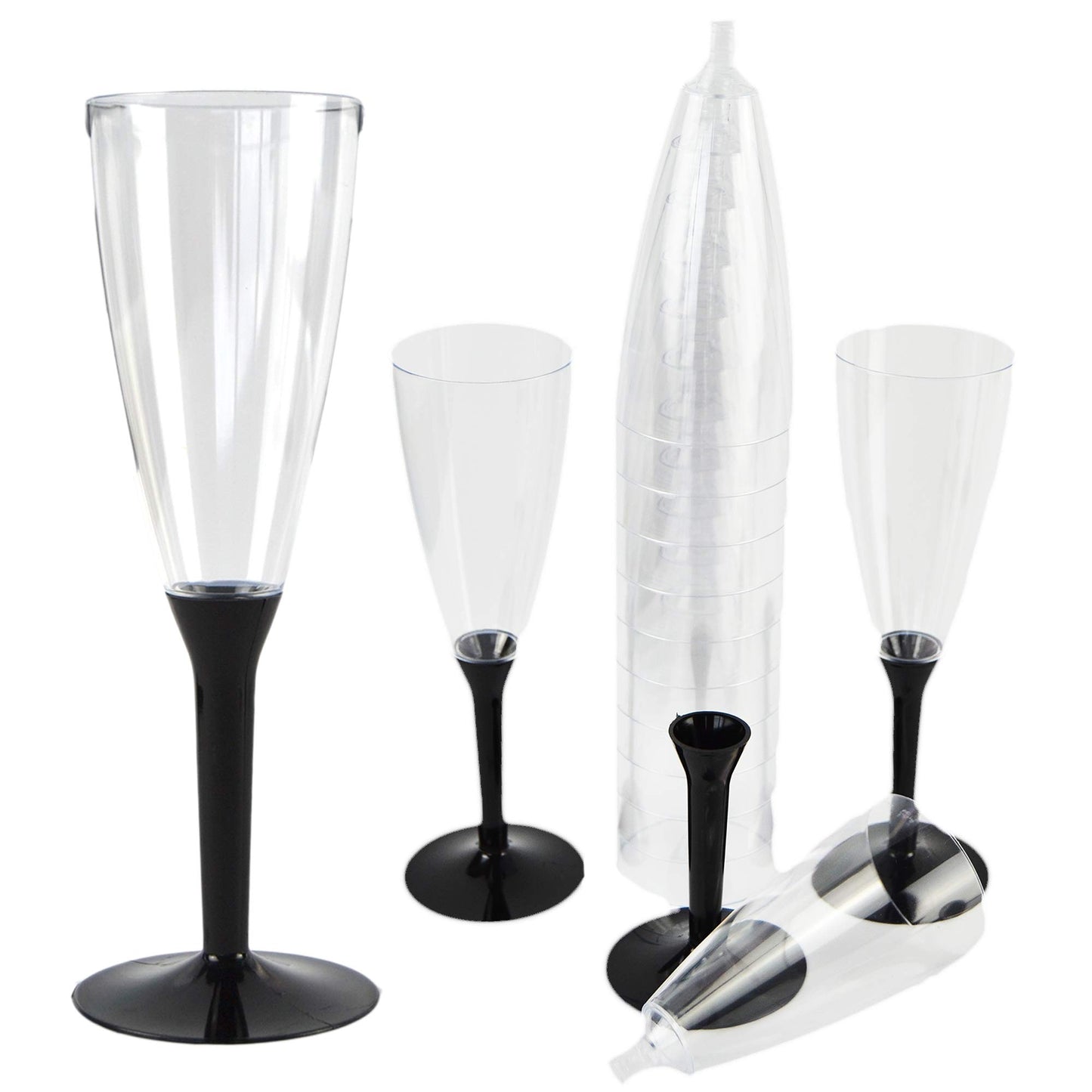 Pz 50 calici flute champagne prosecco base nera bicchieri aperitivo apericena