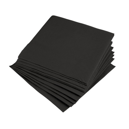 Pz 100 tovaglioli 25x25 in pura cellulosa neri 2 veli per ristoranti, cocktail bar, aperitivi e feste