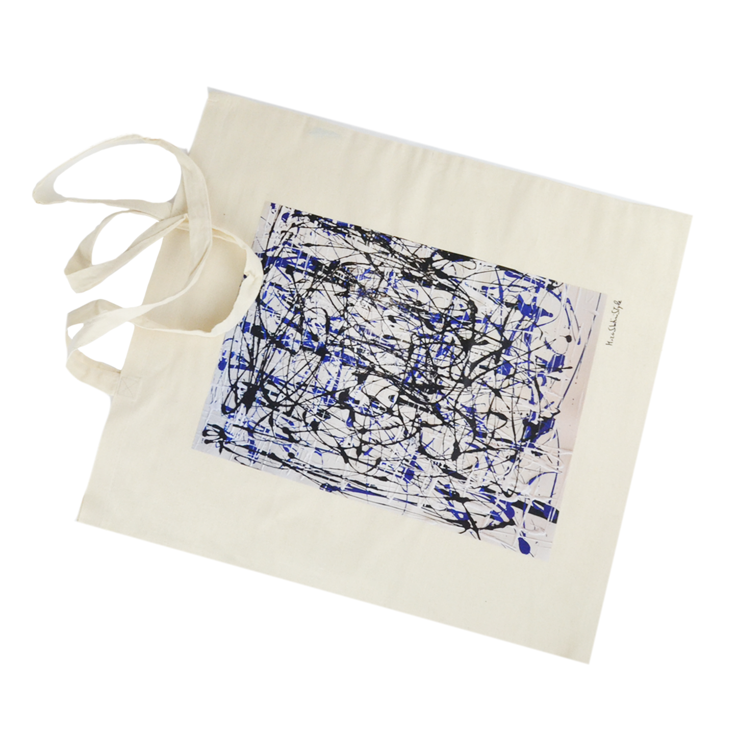 Ensemble 1 sac cabas en toile à imprimé abstrait + 1 pochette en tissu trousse de beauté sac à main