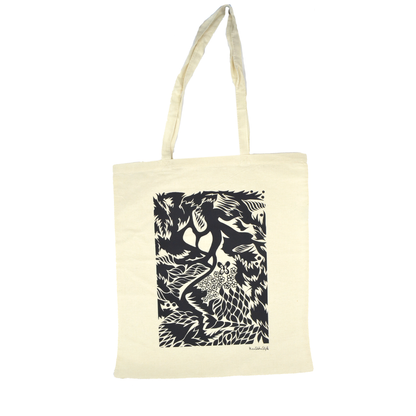 Set 1 shopper in tela stampa astratta + 1 pochette in tessuto beauty case borsetta