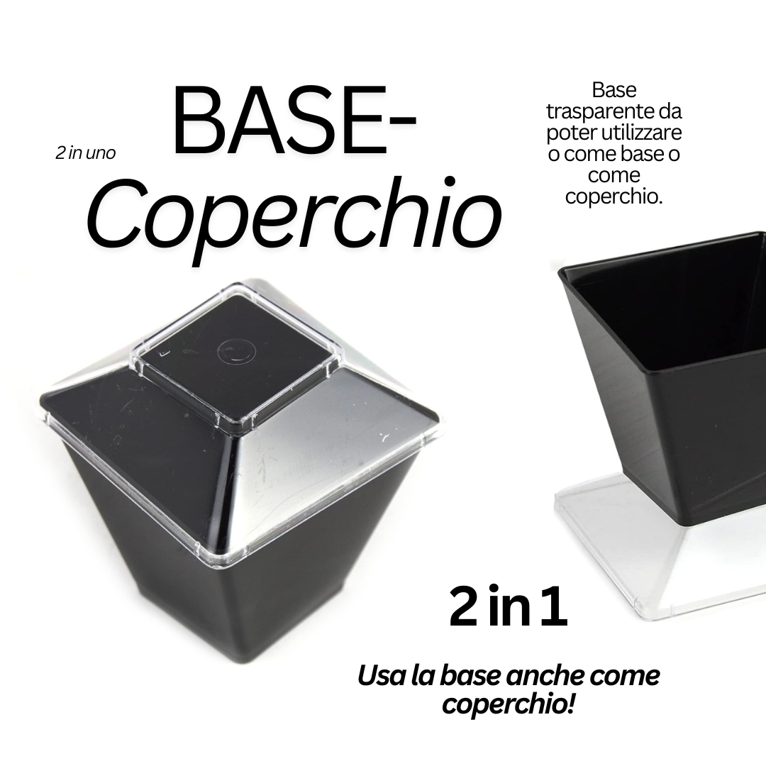 50 coupelles individuelles noires à fond carré pour desserts, bonbons, mousses à fond transparent