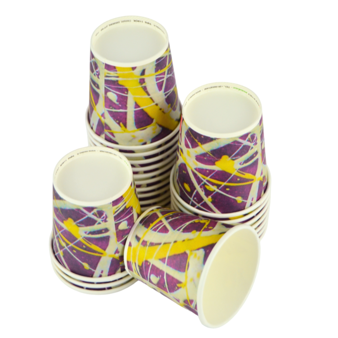pz 100 bicchiere carta colorato decorato per caffe' cl 10 (3 oz) CELLUCUP