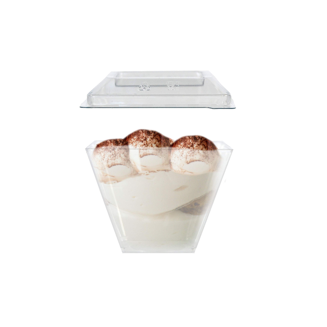 50 coupelles transparentes individuelles 58cc pour desserts, bonbons, mousses + couvercle