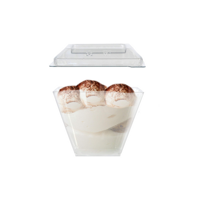 50 coupelles transparentes individuelles 58cc pour desserts, bonbons, mousses + couvercle
