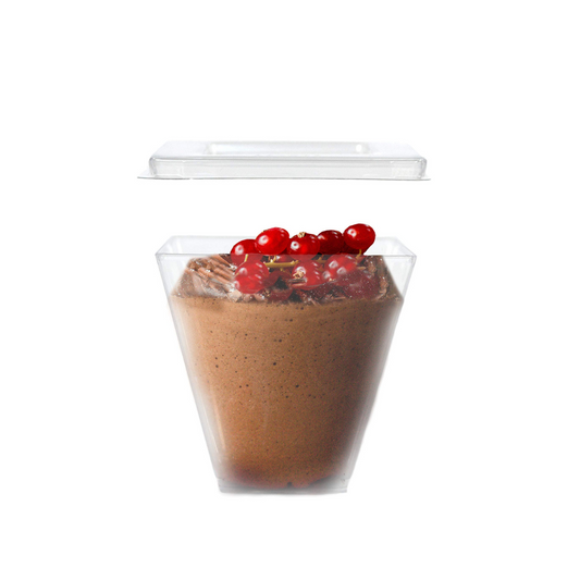 50 pièces en forme de cube en portion individuelle 150cc pour desserts, bonbons, mousses + couvercle