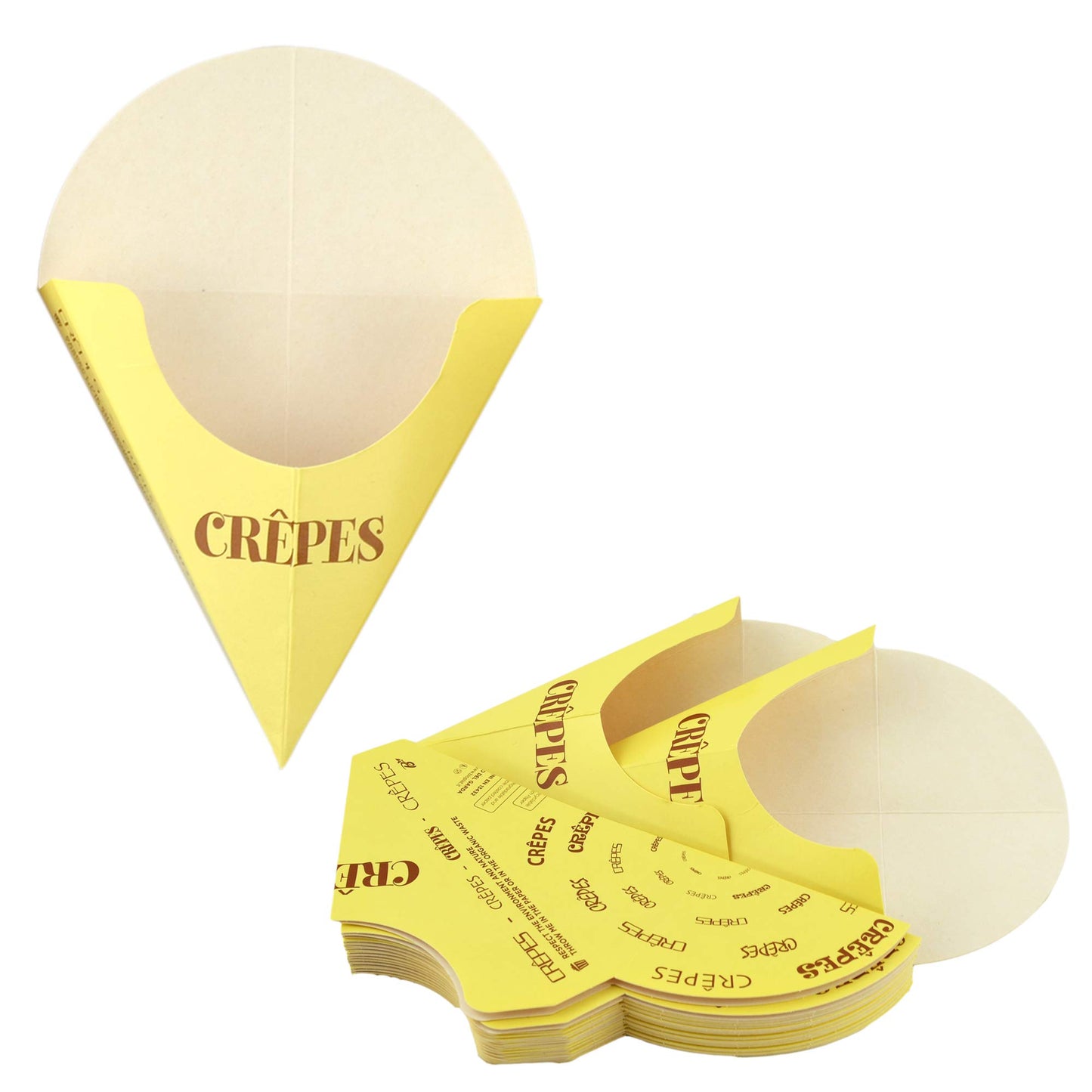 Pz 100 porta crepes a tasca biodegradabile e compostabile ideale per l'asporto di crepes dolci e salate