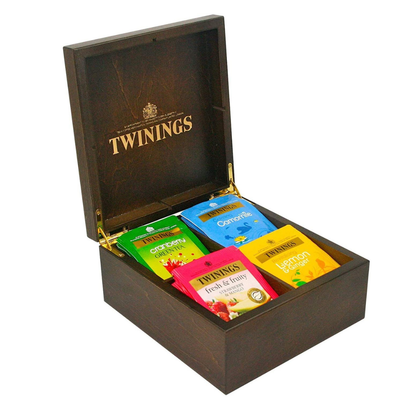 Pz 160 bustine selezione di thè, camomille e infusi con scatola legno da 4 scomparti