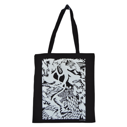 Pz 1 shopper in tela nera con manici borsa stampa artistica arte CELLUBAG