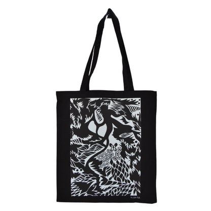 Pz 1 shopper in tela nera con manici borsa stampa artistica astratta arte CELLUBAG