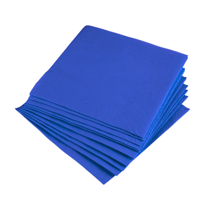 Pz 100 tovaglioli 25x25 in pura cellulosa blu 2 veli per ristoranti, cocktail bar, aperitivi e feste
