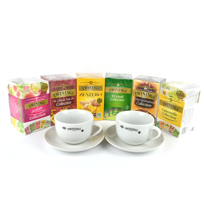 250 bustine assortimento di the e tisane twinings con 2 tazze in ceramica
