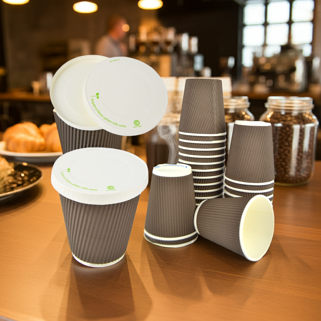 100 vasos de papel marrón de 9 oz, 350 ml, para capuchino y chocolate caliente